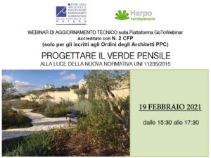 Scopri di più sull'articolo Webinar PROGETTARE IL VERDE PENSILE – 19 febbraio 2021 – ore 15:30/17:30
